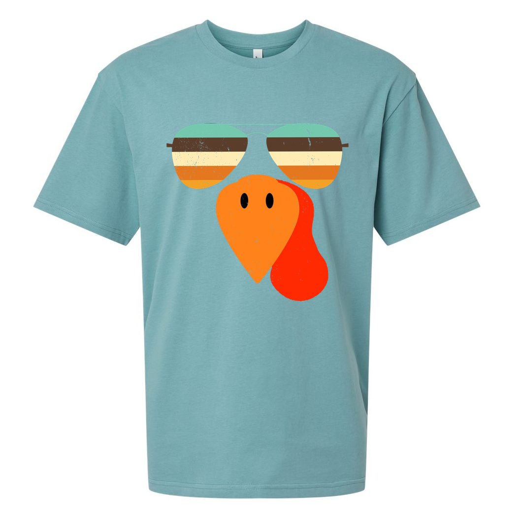 Cool Turkey Gobble Face Shades Funny Thanksgiving Sueded Cloud Jersey T-Shirt
