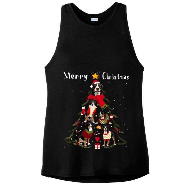 Christmas Tree Greater Swiss Mountain Dog Lover Xmas Gift Ladies PosiCharge Tri-Blend Wicking Tank