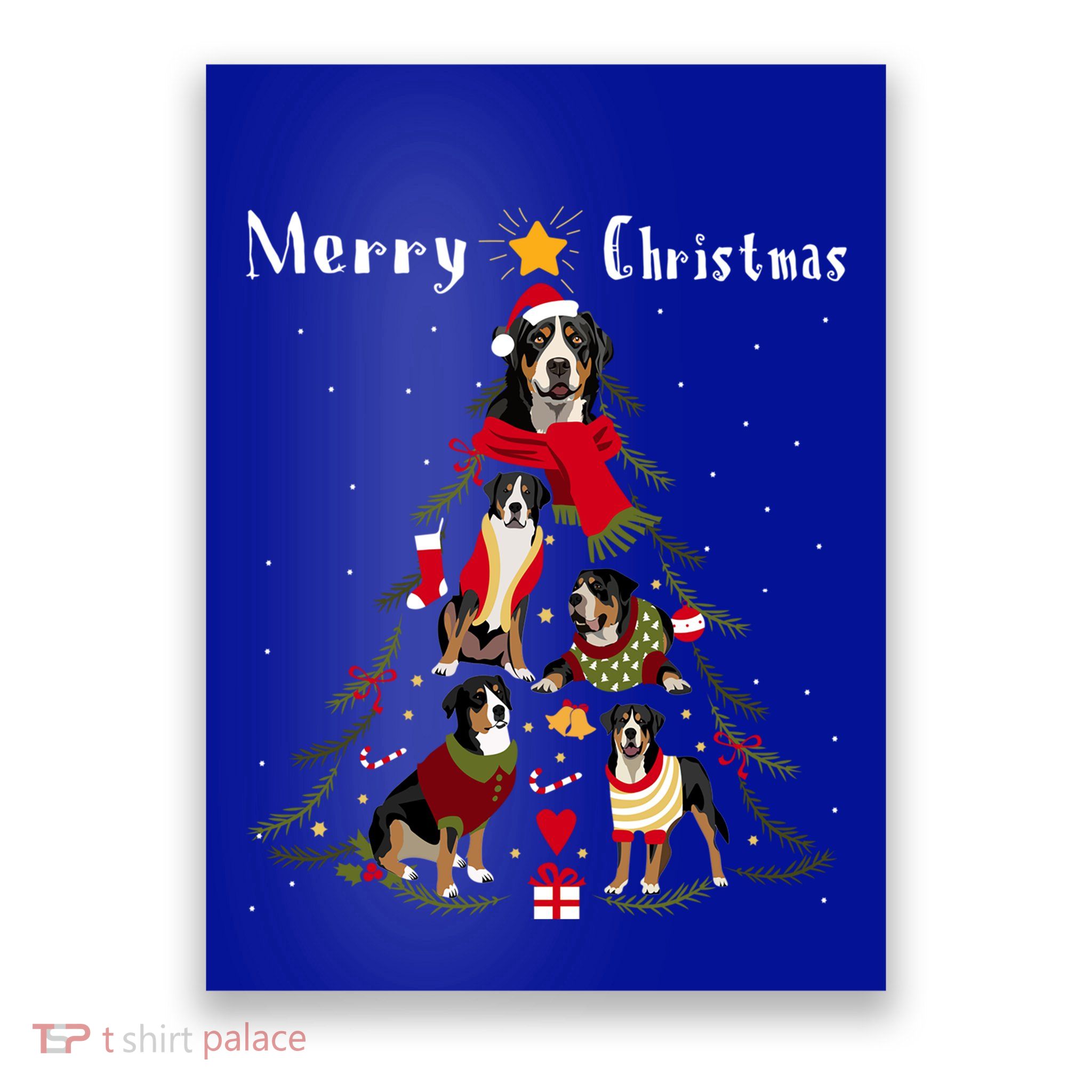 Christmas Tree Greater Swiss Mountain Dog Lover Xmas Gift Poster