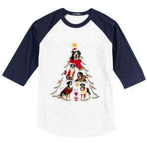 Christmas Tree Greater Swiss Mountain Dog Lover Xmas Gift Baseball Sleeve Shirt