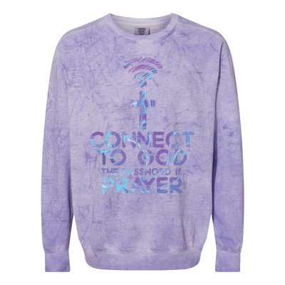 Connect To God Password Prayer Jesus Christian Colorblast Crewneck Sweatshirt