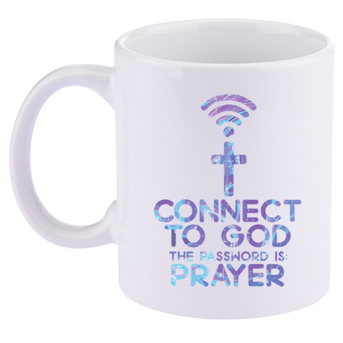 Connect To God Password Prayer Jesus Christian 11oz C Handle Ceramic Mug
