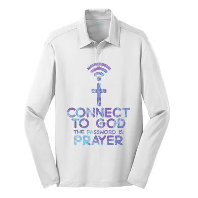 Connect To God Password Prayer Jesus Christian Silk Touch Performance Long Sleeve Polo