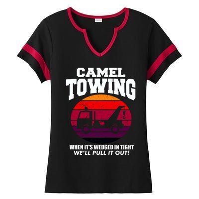 Camel Towing Gift Funny Retro Camel Towing Funny Halloween Gift Ladies Halftime Notch Neck Tee