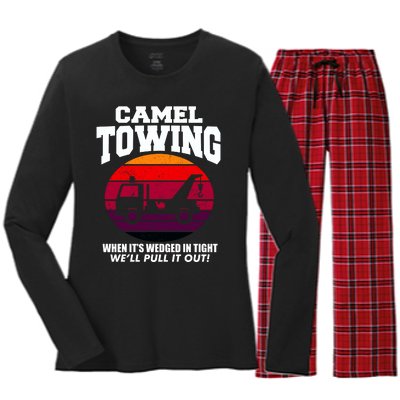 Camel Towing Gift Funny Retro Camel Towing Funny Halloween Gift Women's Long Sleeve Flannel Pajama Set 