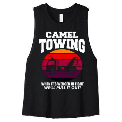 Camel Towing Gift Funny Retro Camel Towing Funny Halloween Gift Women's Racerback Cropped Tank