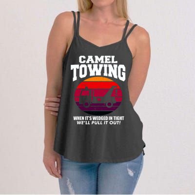 Camel Towing Gift Funny Retro Camel Towing Funny Halloween Gift Women's Strappy Tank