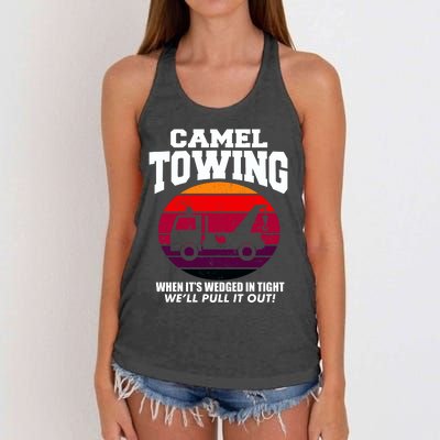 Camel Towing Gift Funny Retro Camel Towing Funny Halloween Gift Women's Knotted Racerback Tank