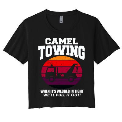 Camel Towing Gift Funny Retro Camel Towing Funny Halloween Gift Women's Crop Top Tee