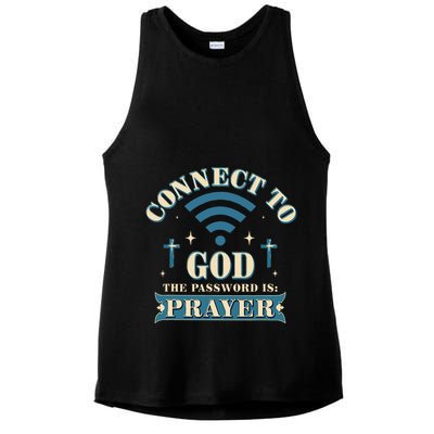 Connect To God The Password Is Prayer Jesus Ladies PosiCharge Tri-Blend Wicking Tank