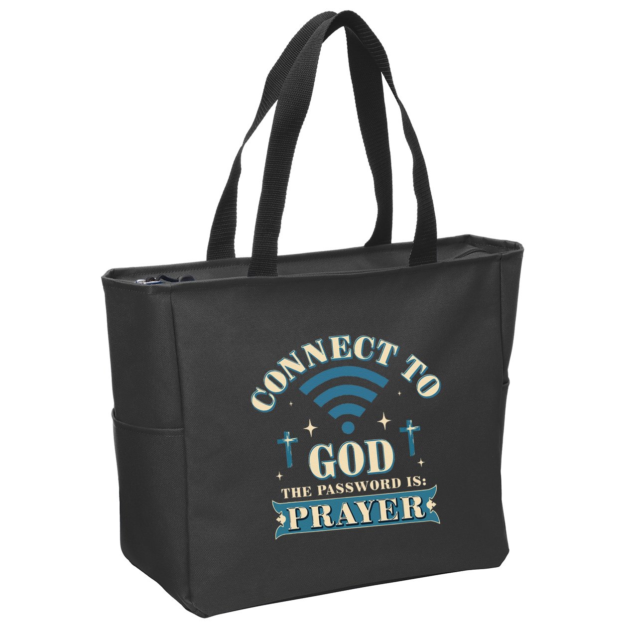 Connect To God The Password Is Prayer Jesus Zip Tote Bag