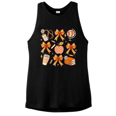 Coquette Teacher Game Day Fall Autumn Book Coffee Ladies PosiCharge Tri-Blend Wicking Tank