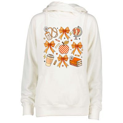 Coquette Teacher Game Day Fall Autumn Book Coffee Womens Funnel Neck Pullover Hood