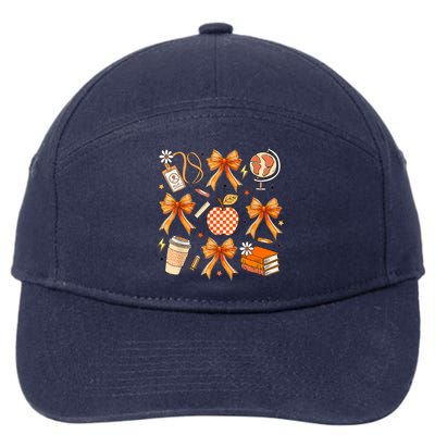 Coquette Teacher Game Day Fall Autumn Book Coffee 7-Panel Snapback Hat