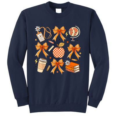 Coquette Teacher Game Day Fall Autumn Book Coffee Tall Sweatshirt