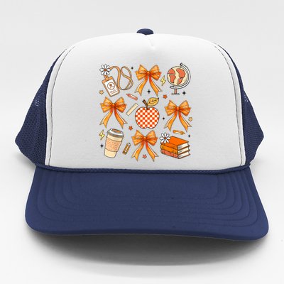 Coquette Teacher Game Day Fall Autumn Book Coffee Trucker Hat