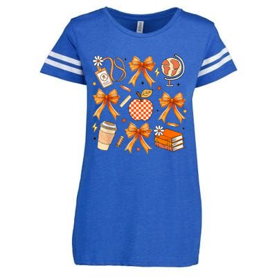 Coquette Teacher Game Day Fall Autumn Book Coffee Enza Ladies Jersey Football T-Shirt