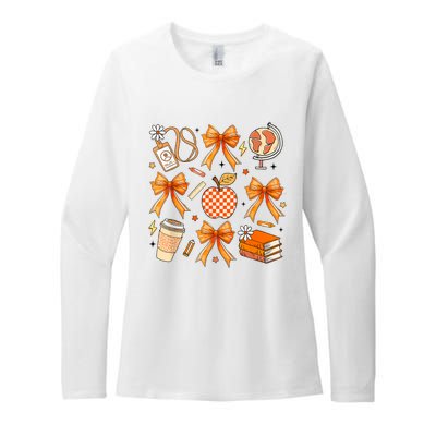 Coquette Teacher Game Day Fall Autumn Book Coffee Womens CVC Long Sleeve Shirt