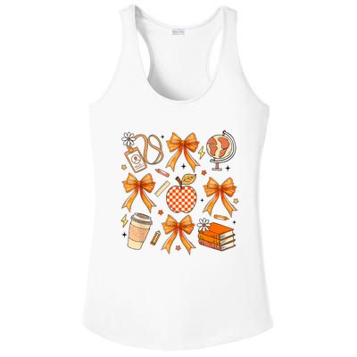 Coquette Teacher Game Day Fall Autumn Book Coffee Ladies PosiCharge Competitor Racerback Tank