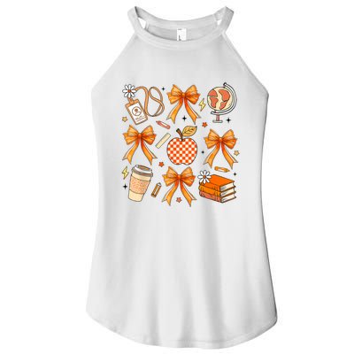 Coquette Teacher Game Day Fall Autumn Book Coffee Women's Perfect Tri Rocker Tank