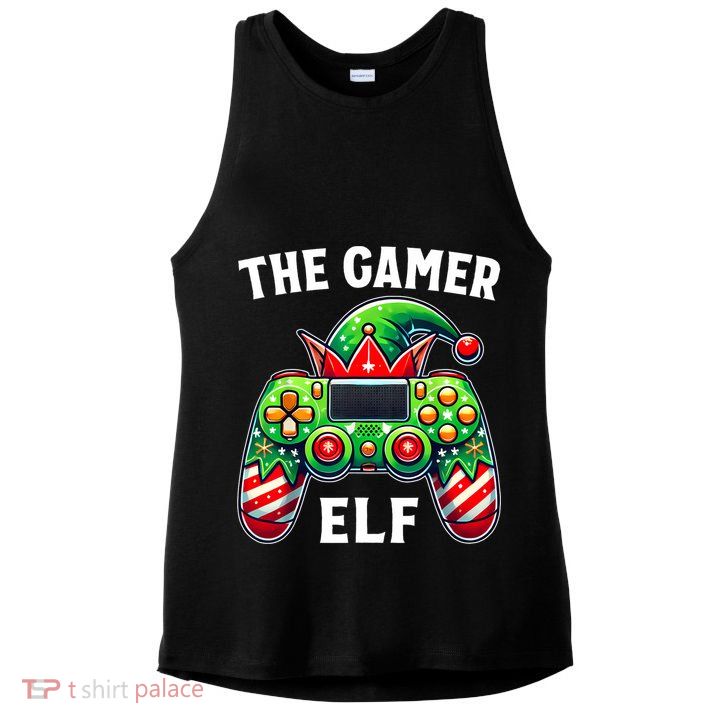 Christmas The Gamer Elf Video Gaming Ladies PosiCharge Tri-Blend Wicking Tank