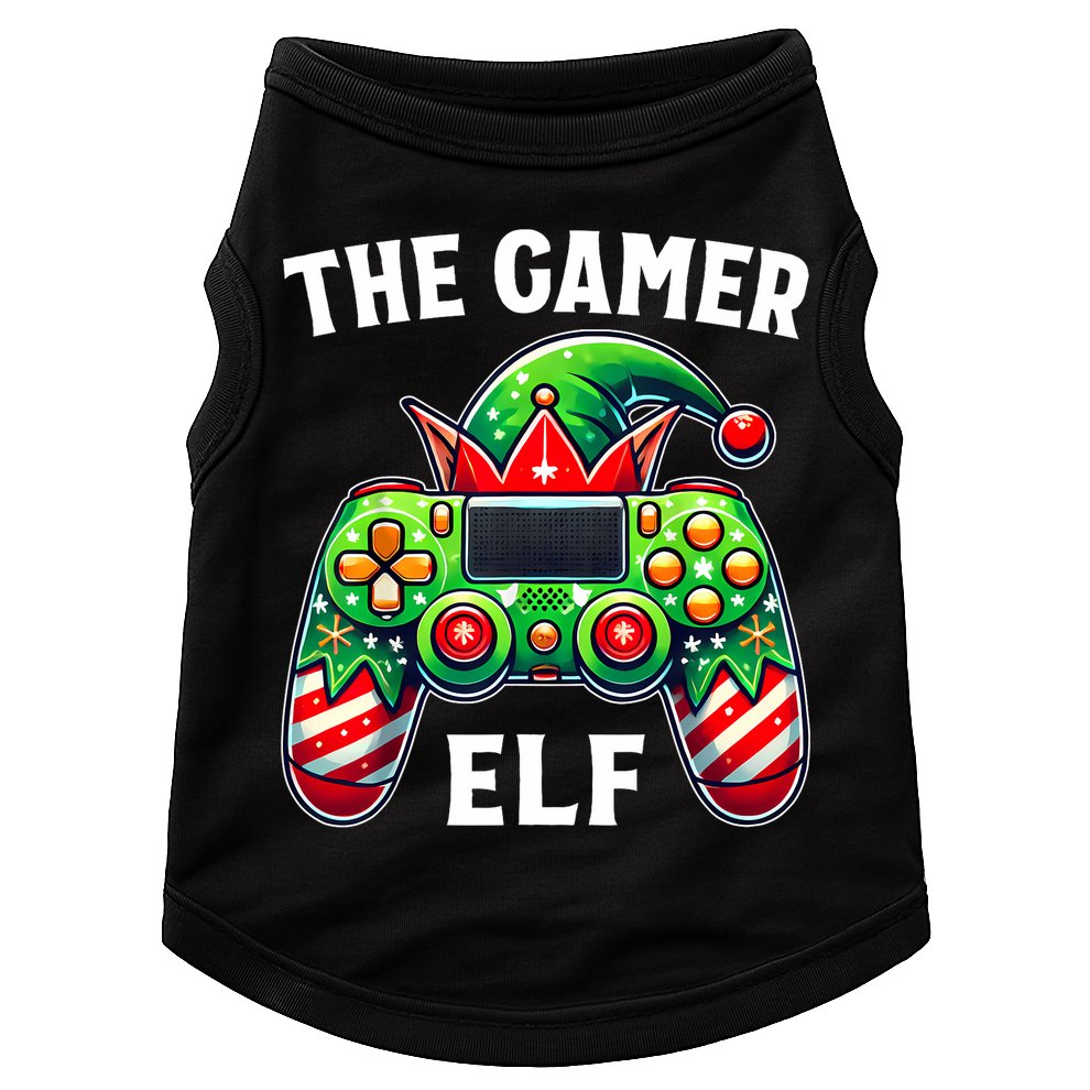 Christmas The Gamer Elf Video Gaming Doggie Tank