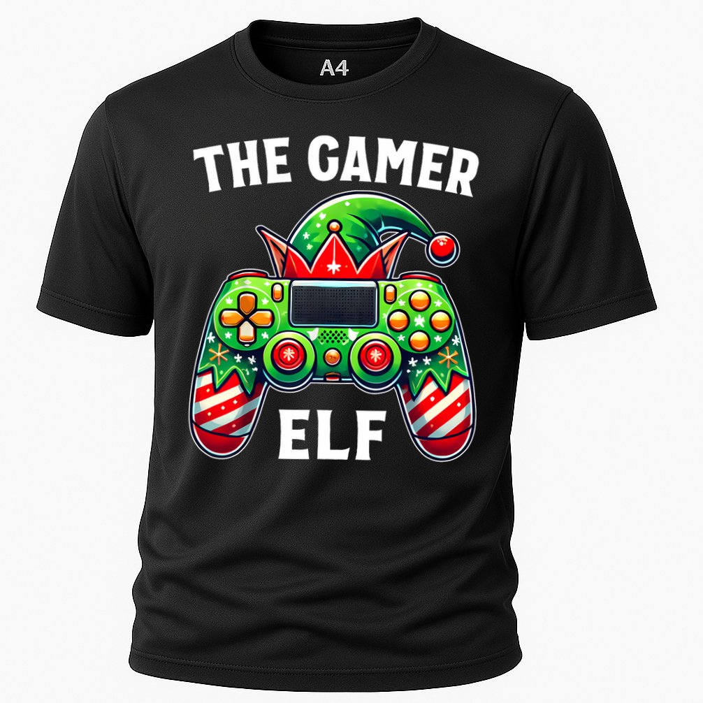 Christmas The Gamer Elf Video Gaming Cooling Performance Crew T-Shirt