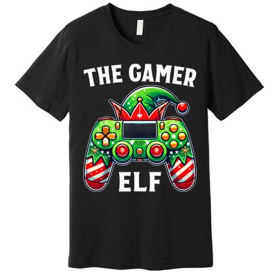 Christmas The Gamer Elf Video Gaming Premium T-Shirt