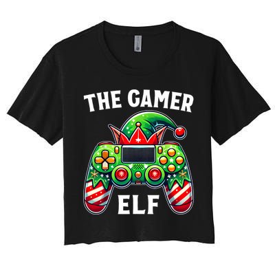 Christmas The Gamer Elf Video Gaming Crop Top