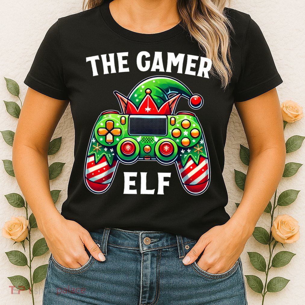Christmas The Gamer Elf Video Gaming Womens T-Shirt