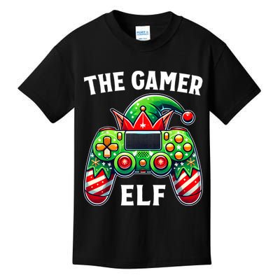 Christmas The Gamer Elf Video Gaming Kids T-Shirt