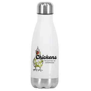 Chicken The Gateway To Conspiracies Saying Stainless Steel Insulated Water Bottle