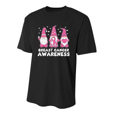 Cute Three Gnomes Pink Ribbon Breast Cancer Awareness Youth Performance Sprint T-Shirt