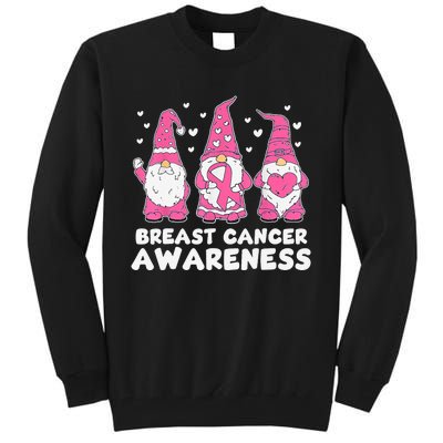 Cute Three Gnomes Pink Ribbon Breast Cancer Awareness Tall Sweatshirt