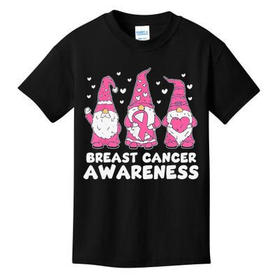 Cute Three Gnomes Pink Ribbon Breast Cancer Awareness Kids T-Shirt