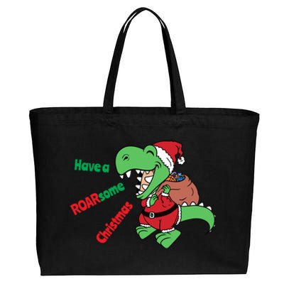 Christmas Trex Gift Have A Roarsome Christmas Gift Cotton Canvas Jumbo Tote