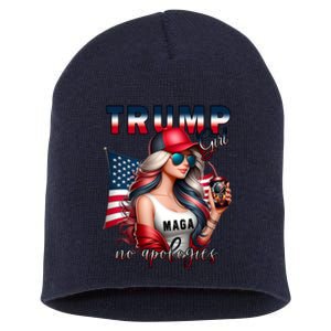 Cool Trump Girl No Apologies Maga 2024 Short Acrylic Beanie