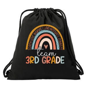 Cute Third Grade Teacher Boho Rainbow Team 3rd Grade Drawstring Bag