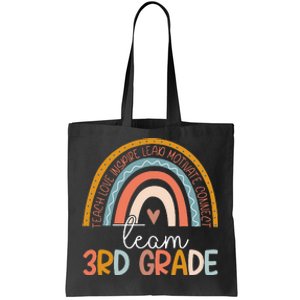 Cute Third Grade Teacher Boho Rainbow Team 3rd Grade Tote Bag