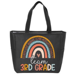 Cute Third Grade Teacher Boho Rainbow Team 3rd Grade Zip Tote Bag