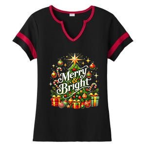 Christmas Tree & Gifts – Holiday Joy Ladies Halftime Notch Neck Tee