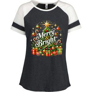 Christmas Tree & Gifts – Holiday Joy Enza Ladies Jersey Colorblock Tee