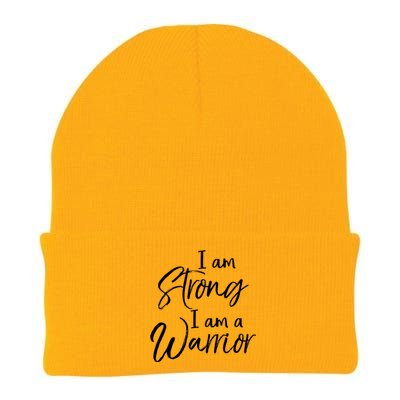 Cancer Treatt Gift Survivor I Am Strong I Am A Warrior Meaningful Gift Knit Cap Winter Beanie