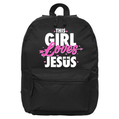 Cute This Girl Loves Jesus 16 in Basic Backpack