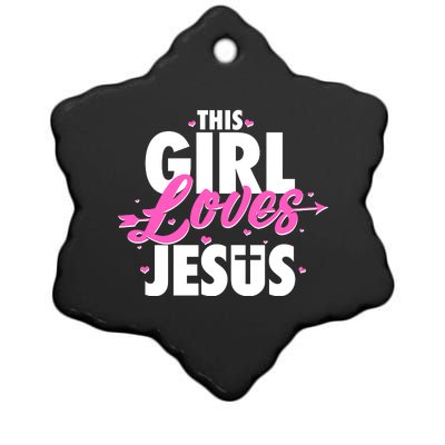 Cute This Girl Loves Jesus Ceramic Star Ornament