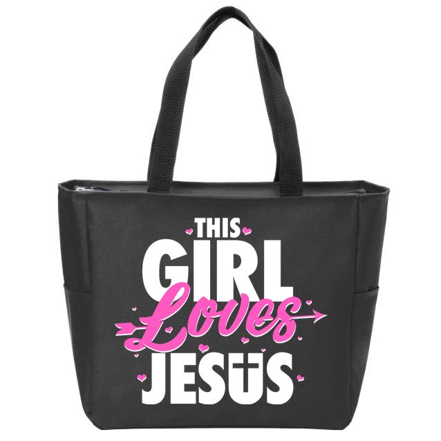 Cute This Girl Loves Jesus Zip Tote Bag