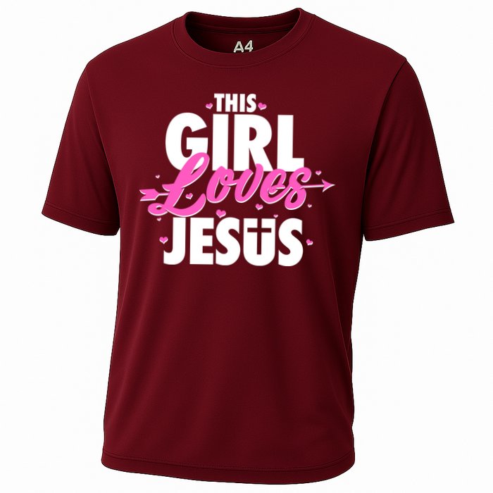 Cute This Girl Loves Jesus Cooling Performance Crew T-Shirt