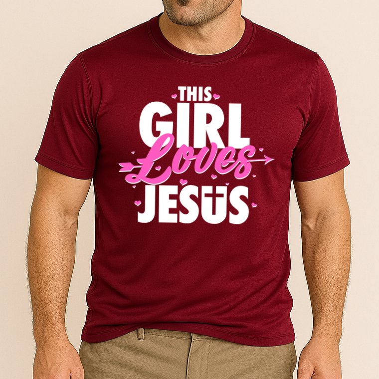 Cute This Girl Loves Jesus Cooling Performance Crew T-Shirt