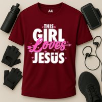 Cute This Girl Loves Jesus Cooling Performance Crew T-Shirt