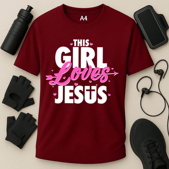 Cute This Girl Loves Jesus Cooling Performance Crew T-Shirt